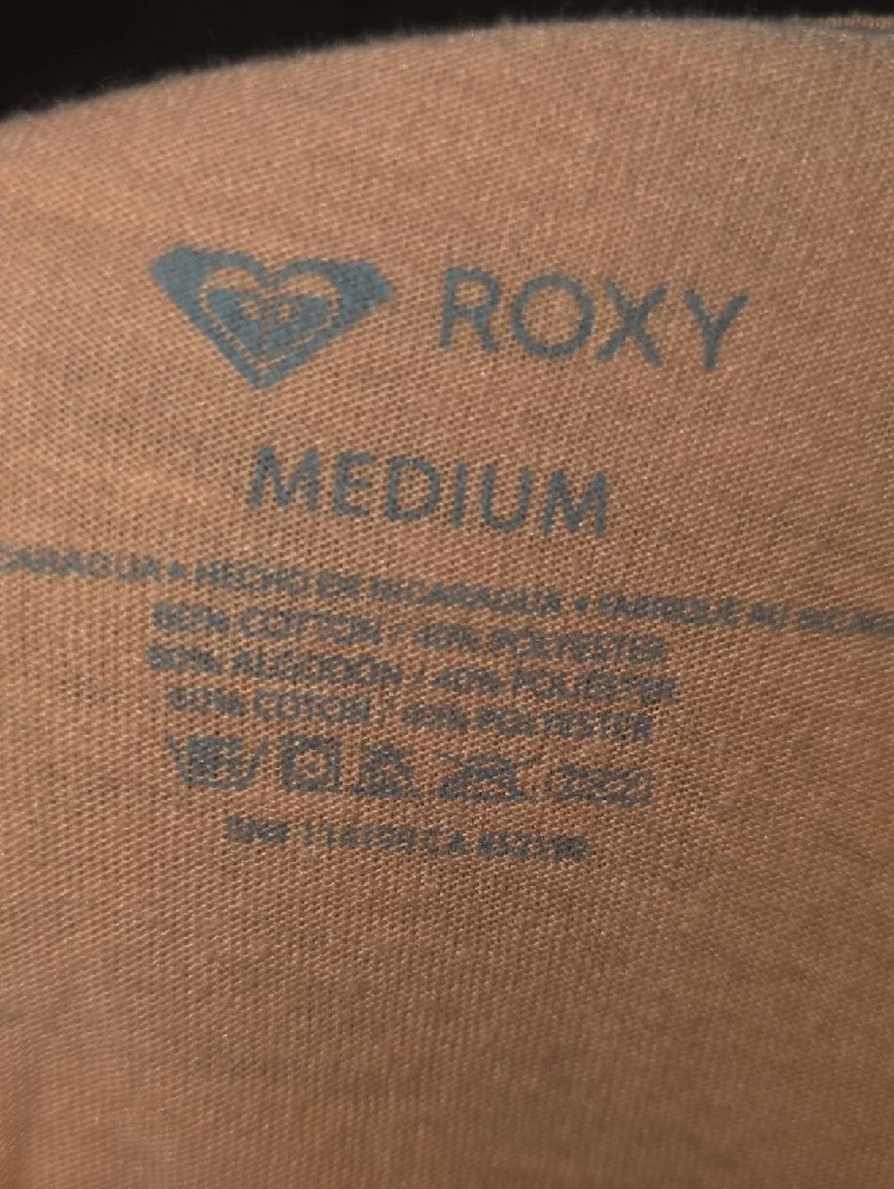 Roxy Peach Short Sleeve V-Neck Tee with Palm Accent - Picture 6 of 6